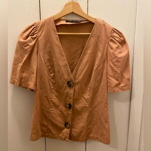 Zara S - neutral darted button down.
